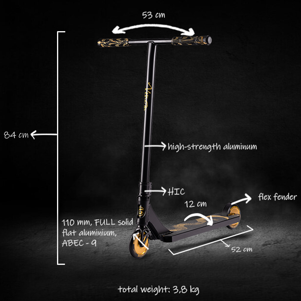 SKITT Freestyle koloběžka VENOM Gold_parameters